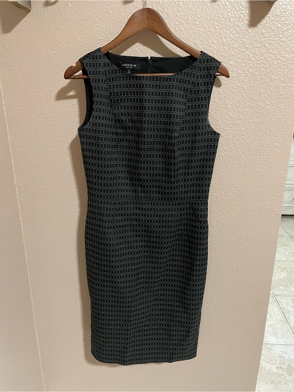Lafayette 148 New York Black Patterned Sleeveless Sheath Dress